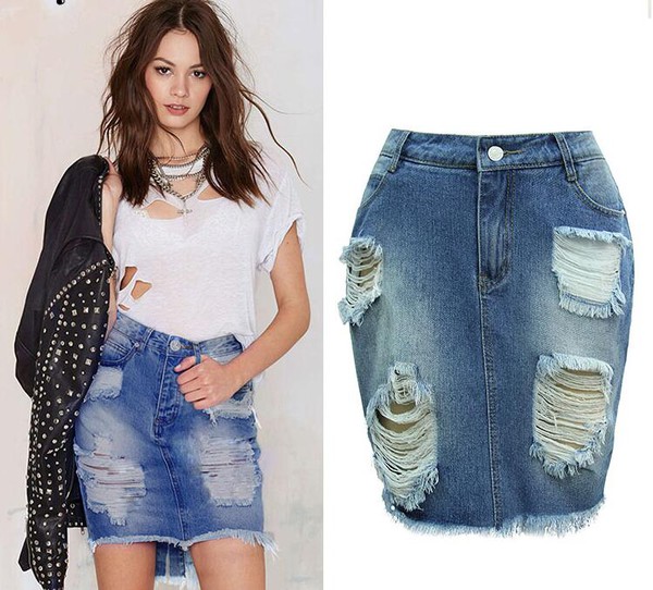 Euro High Waist Denim Wrap Skirt