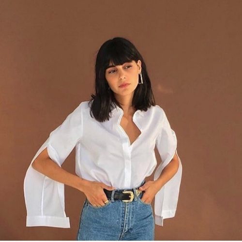 fashion and vintage blouse with black belt