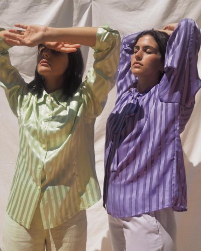 vintage stripe satin blouse