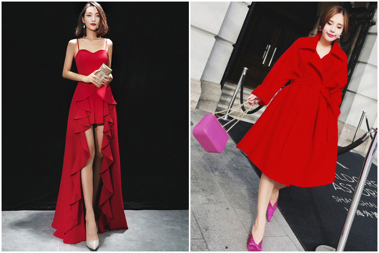 Red dress and red coat