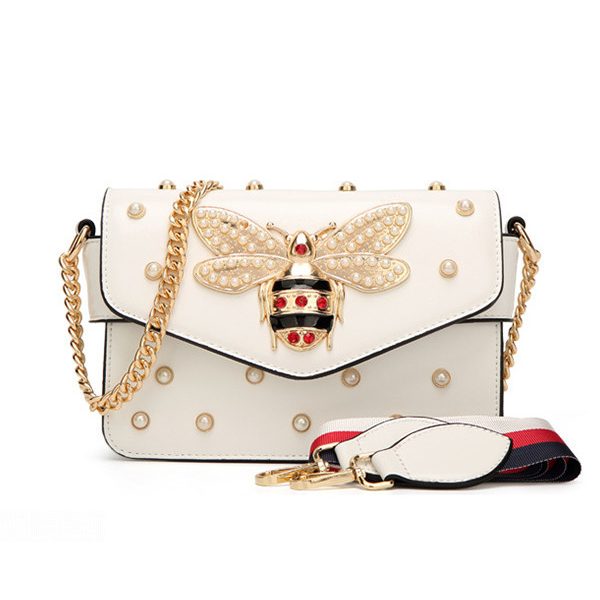 Wholesale7 Stylish Chain Strap Pearl Beading Bee Bag