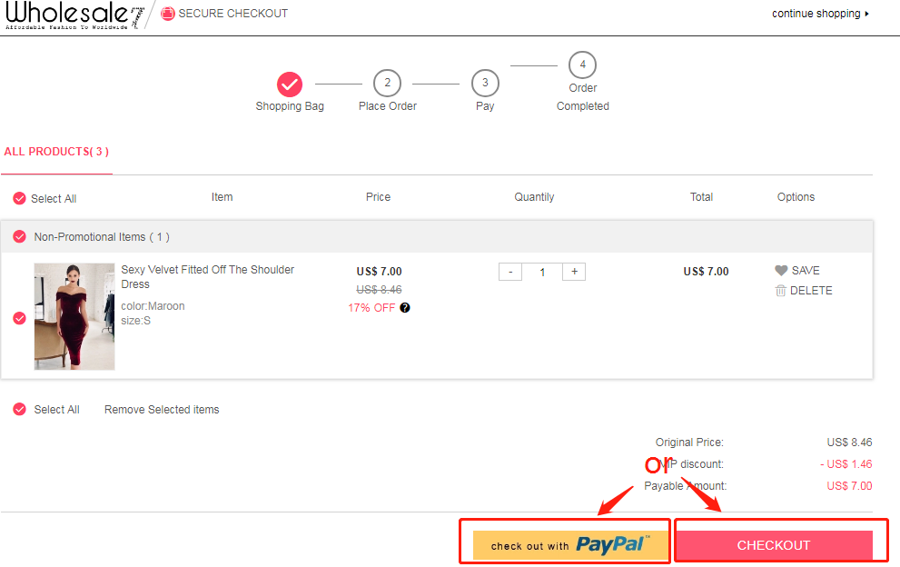 Wholesale7 Checkout
