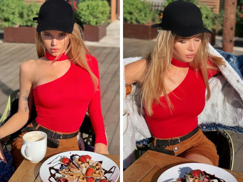 Crew Neck One Shoulder Solid Halter Bodysuit