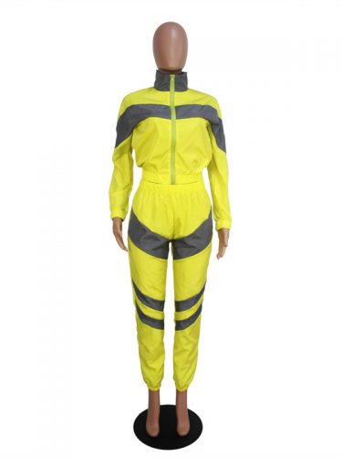 Euro Turndown Neck Contrast Color 2 Piece Sets