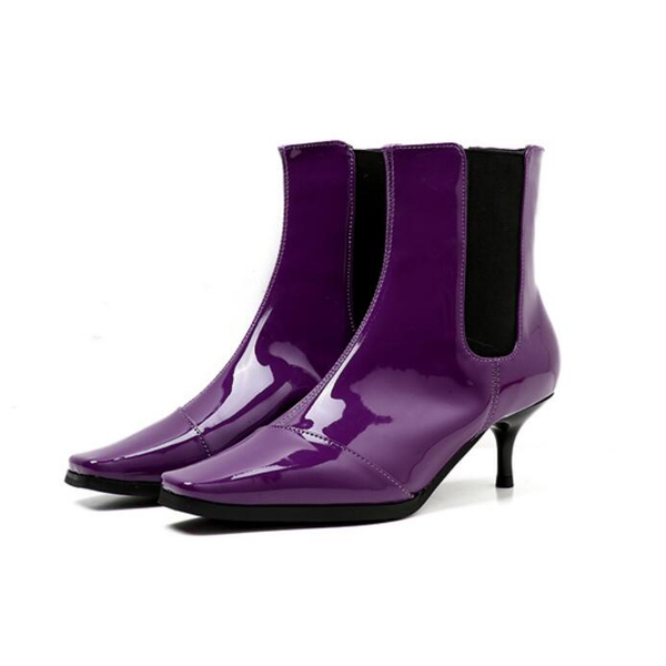 New Arrival Patchwork Kitten Heel Chelsea Boots