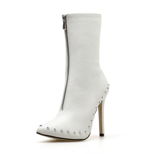 Punk Style Rivets Zipper Up Short Boots