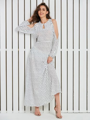 Hot Sale Off Shoulder Polka Dots Loose Dress