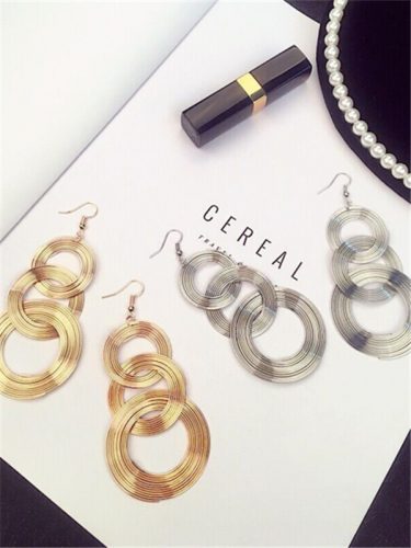 Night Club Metallic Round Chic Alloy Earrings