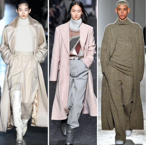 3 girls wear coats with super-long hems