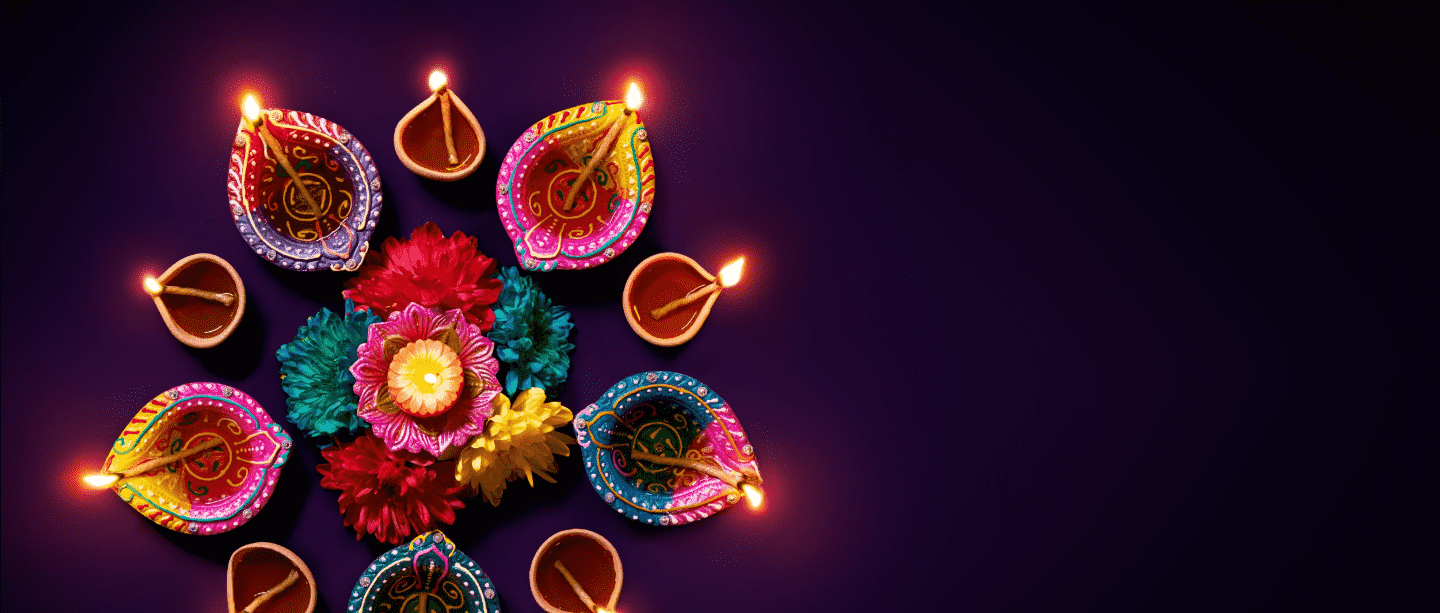 Diwali celebrations with handle candle