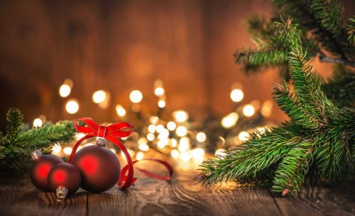 Merry Christmas with Bells and tree