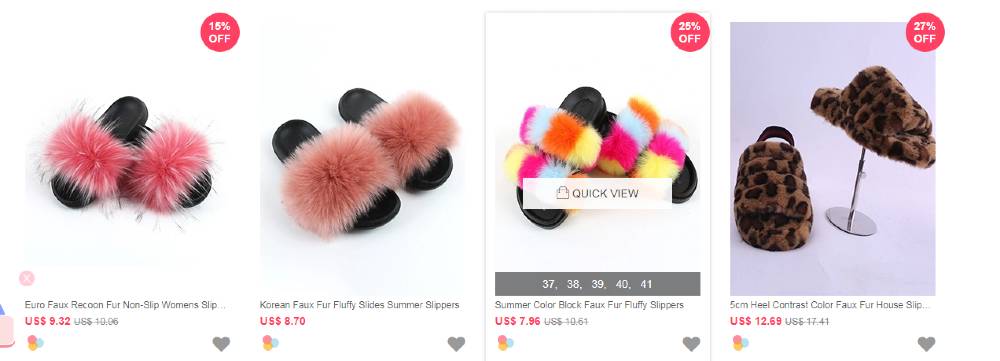 wholesale7 - real raccoon/fox fur slides