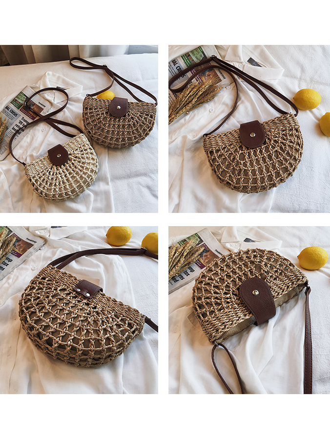 Semicircle Straw Casual Shoulder Bags