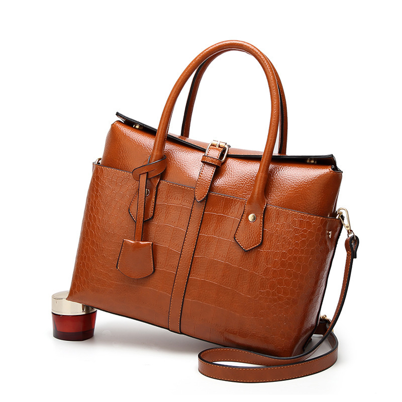 Fashionable Hasp Solid Crocodile Pattern Shoulder Bags