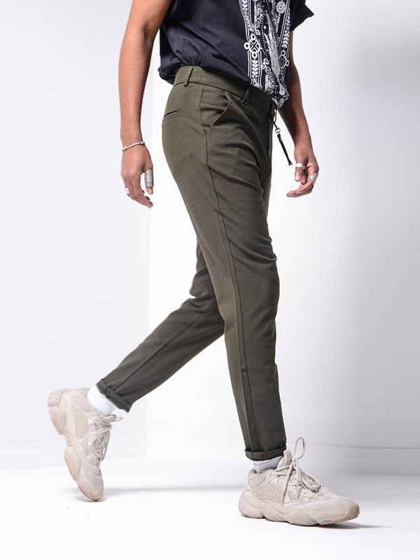 Solid Color Mid Waist Work Pants For Men
