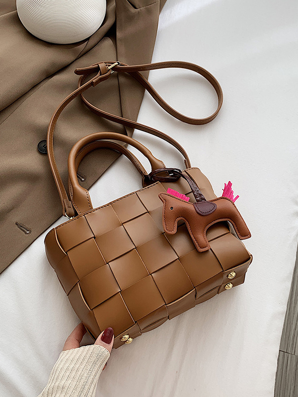 Brown woven handbag