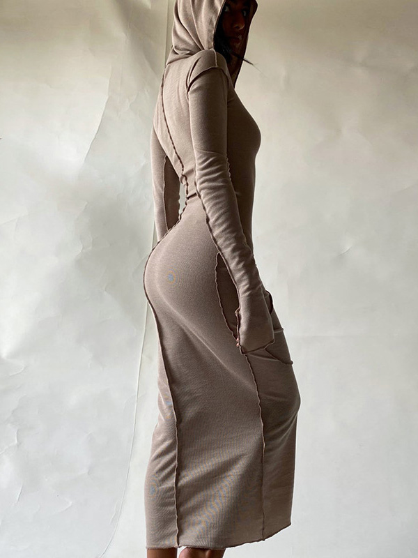Casual Hooded Collar Casual Maxi Dresses