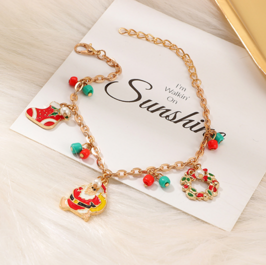 Christmas Cartoon Santa Claus Pendant Cute Bracelet