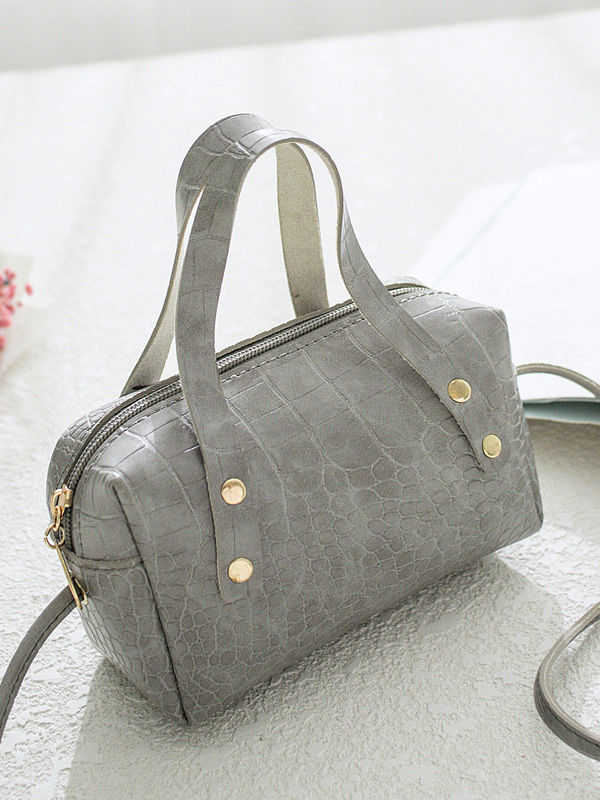 Grey crocodile pattern handbag