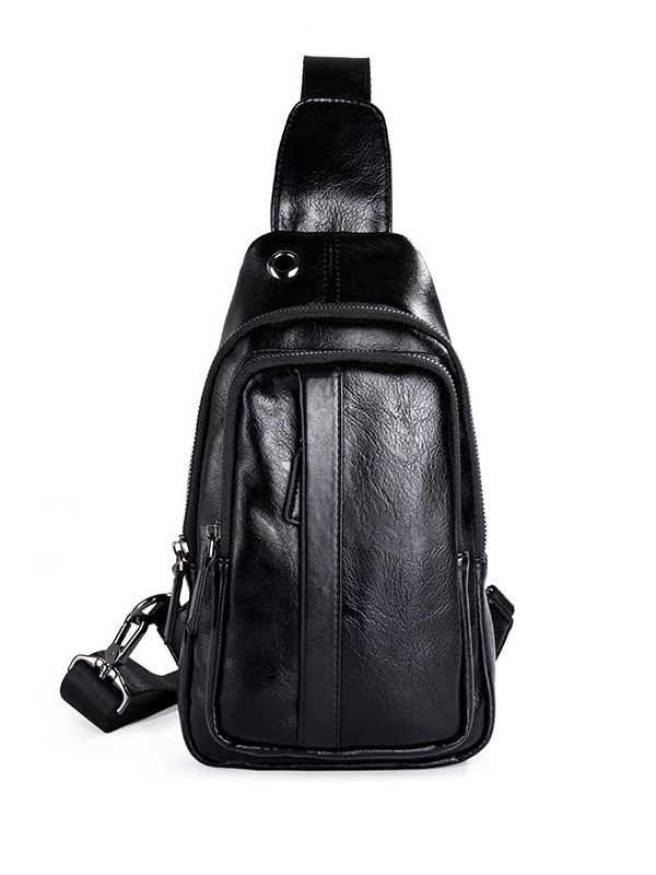 Headphone Hole Crossbody Pu Bum Bag For Men