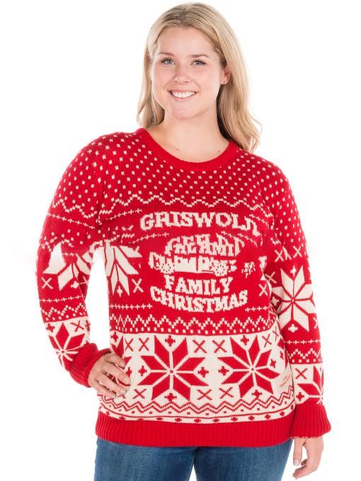 Jacquard Weave Knitted Snowflakes Red Christmas Sweater