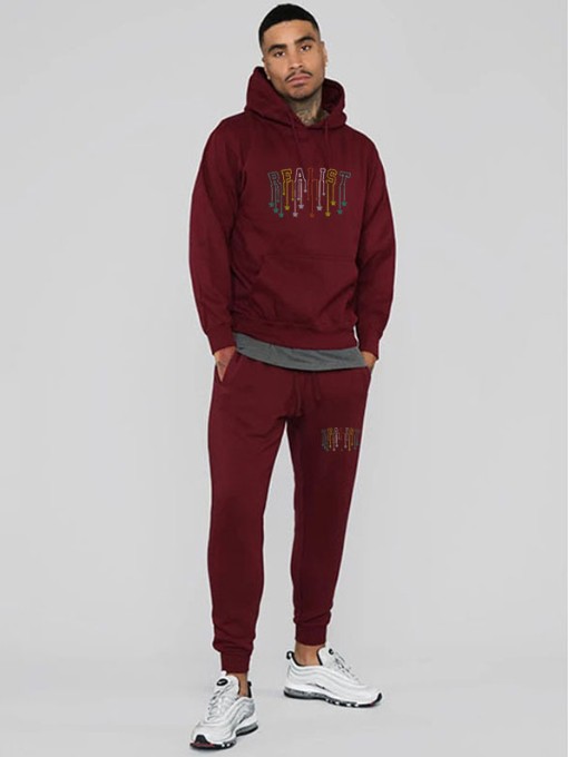 Letter Star Print Mens Set Casual For Sport