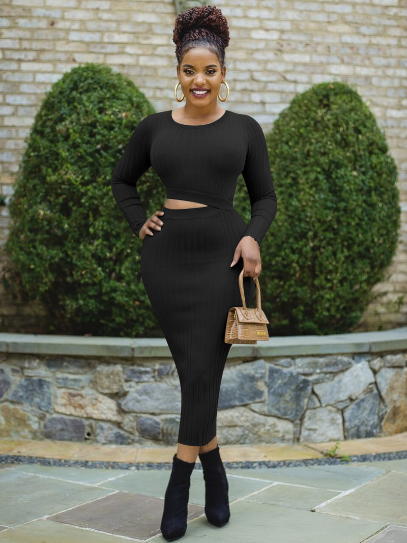 Plus Size Black Long Sleeve One Piece Dress