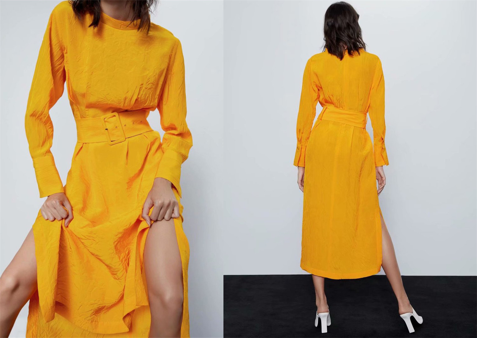 Solid Mock Neck Long Sleeve Maxi Dress