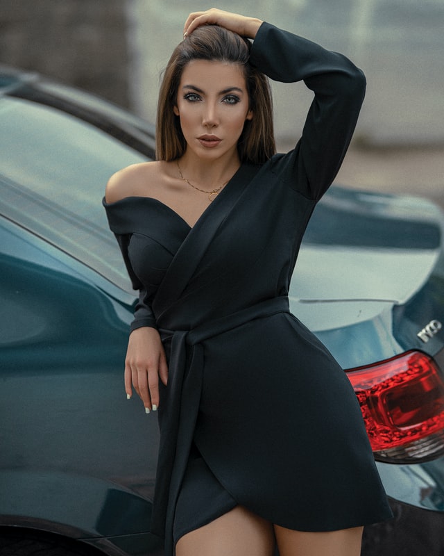 solid color sexy long sleeve dress