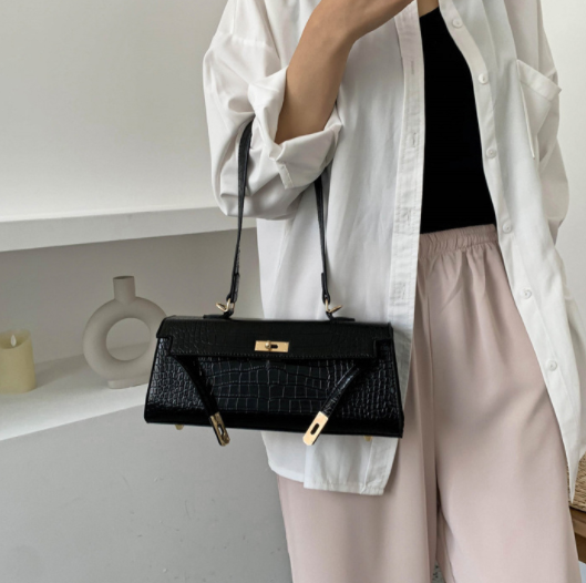 Alligator Print Short Strap Pure Color One Shoulder Bags
