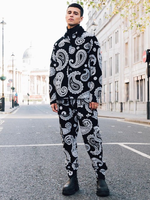 Casual Autumn Printed Two Pieces Pants Set For Men