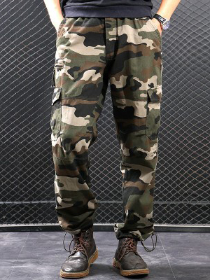 Casual Elastic Waist Cargo Pants For Men