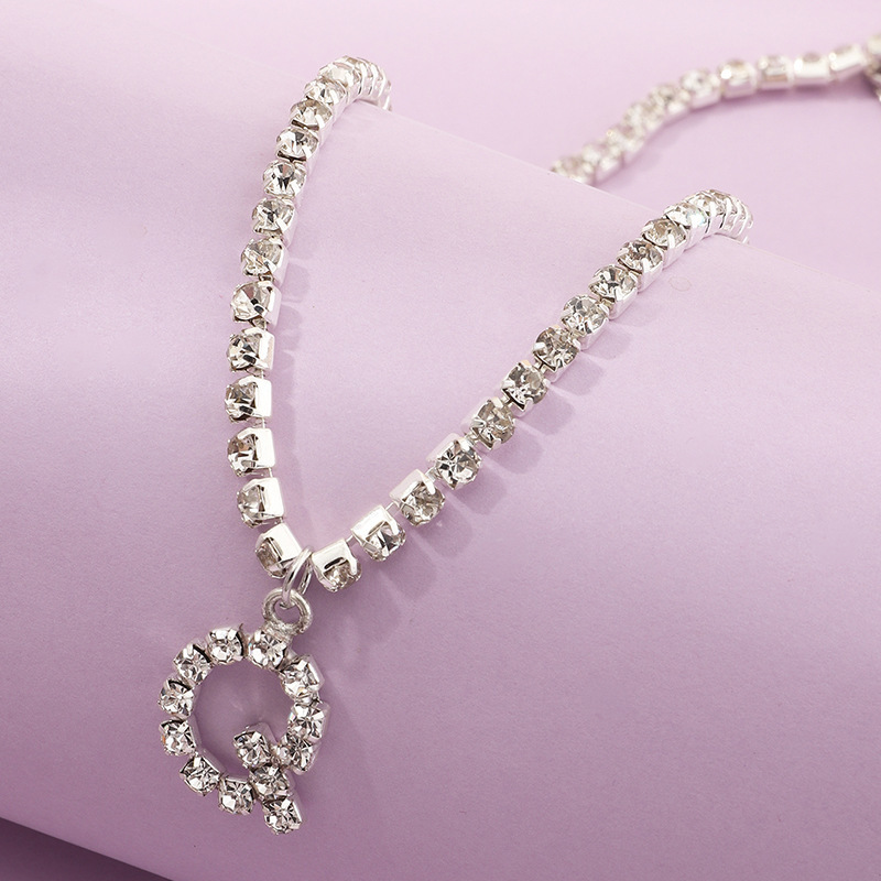 Easy Matching Full Rhinestone Single Letter Pendant Necklace