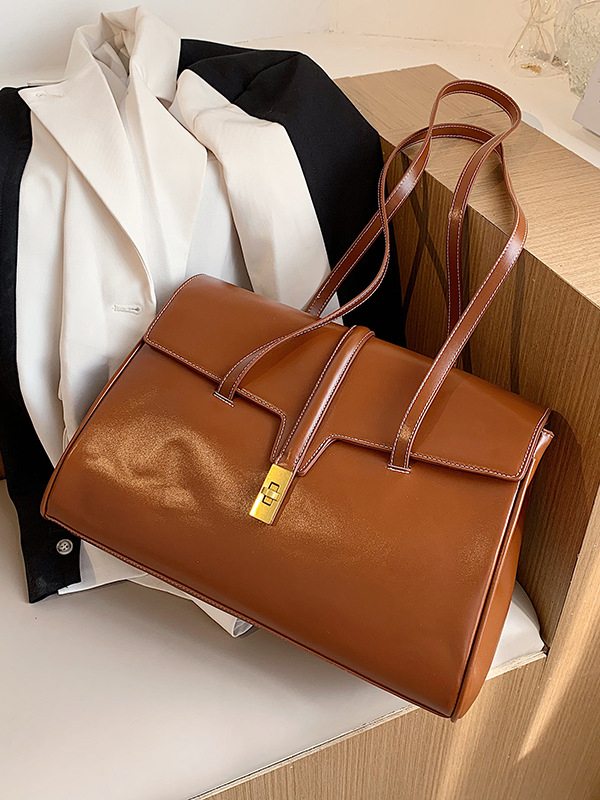 Large Capacity Twist Lock Ladies One Shoulder Bags
