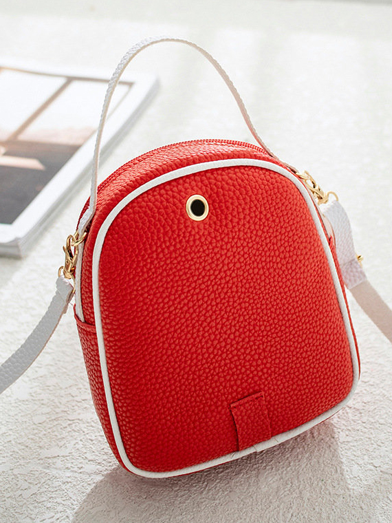 Litchi Stria Pattern Contrast Color Mini Backpack