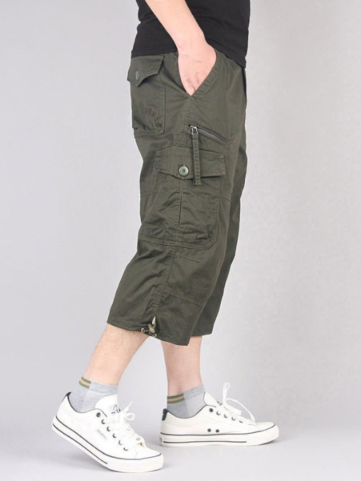Plus Size Pockets Cropped Lounge Pants For Men