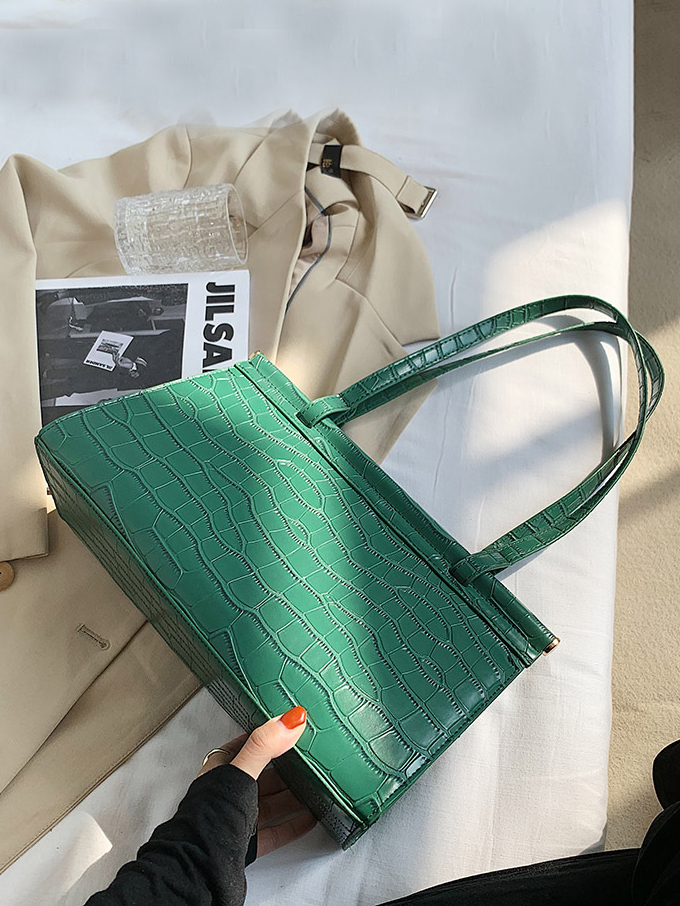 Simple Design Stone Pattern Solid Color Shoulder Bags