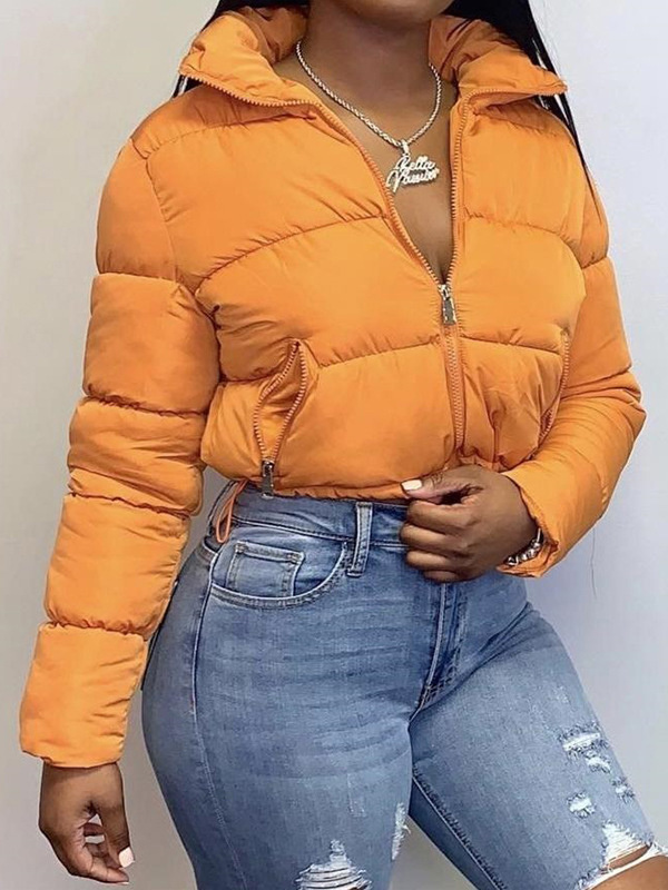 Turndown Neck Long Sleeve Women Coat For Winter