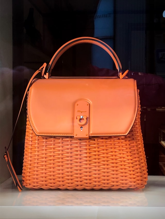 Yellow woven straw bag