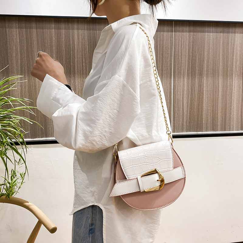 Trendy Crocodile Pattern Solid Color Chain Shoulder Bag