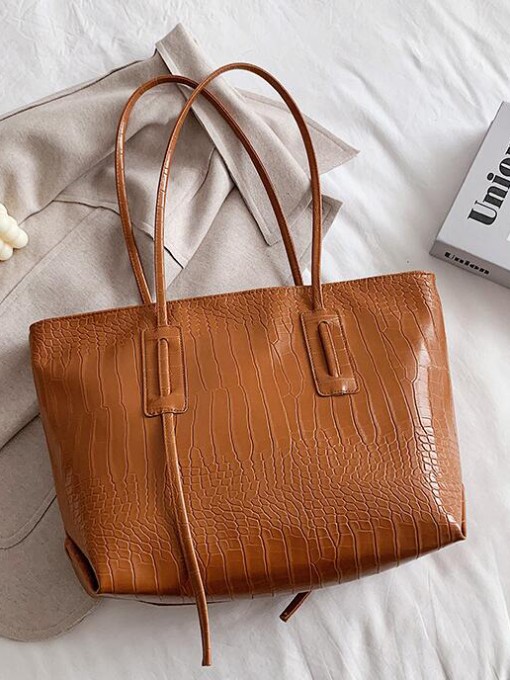 Vintage Solid Alligator Print Tote Bags