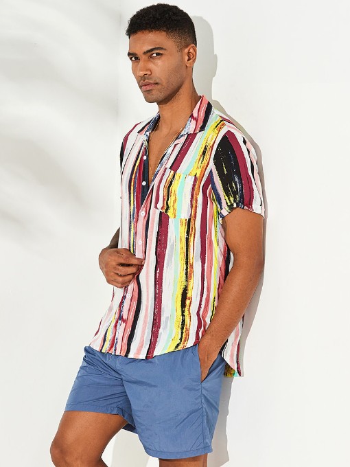 Casual Colorful Printed Men Vintage Shirts