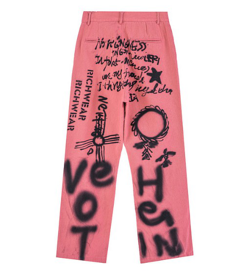 Euro Scrawl Letter Printed Men Denim Jeans