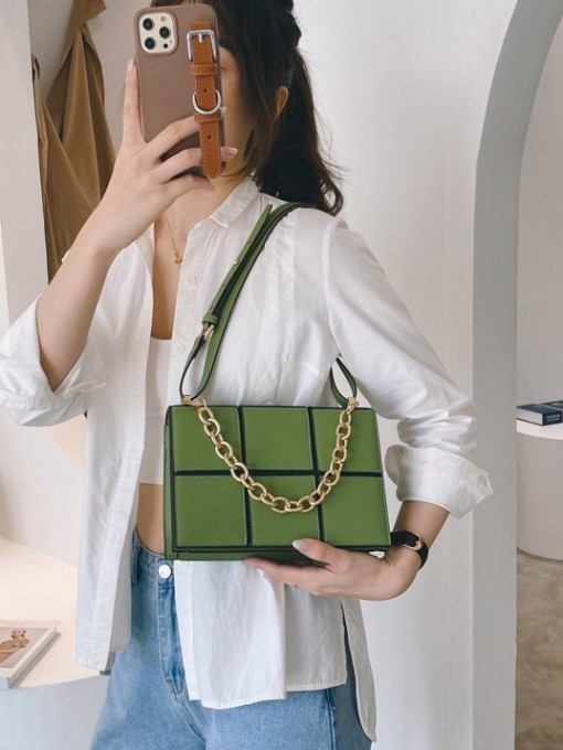Fashion Plaid Chain Shoulder Bags For Women