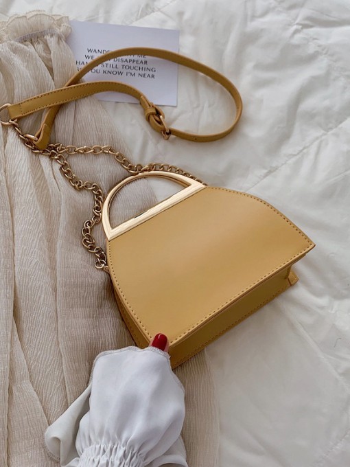 Metal Handle Hasp Pure Color Chain Shoulder Bag