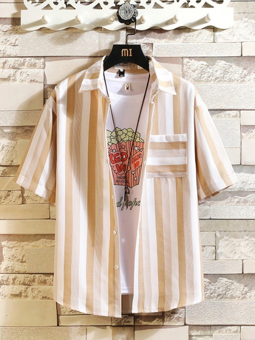 Plus Size Summer Casual Striped Shirt For Men