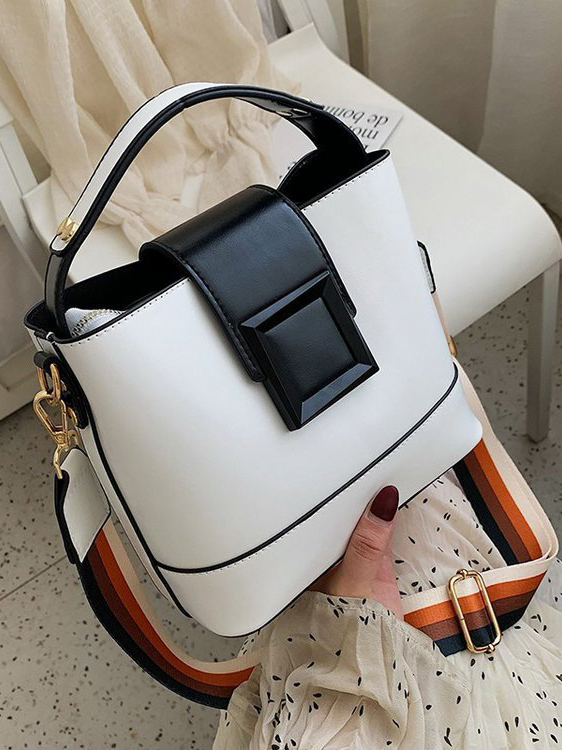 All-Match Contrast Color Prevailing Shoulder Bag With Handle