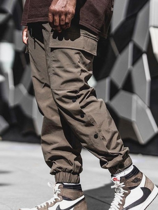 Chic Pure Color Pencil Cargo Pants For Men