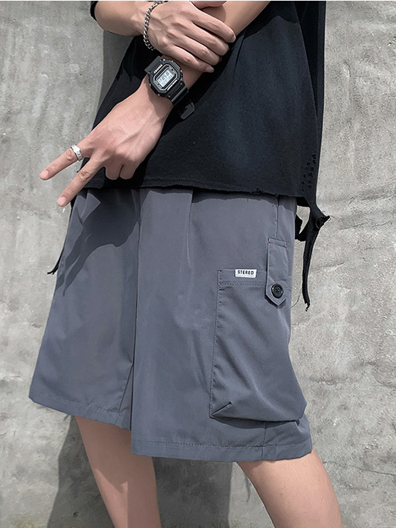 Plain Loose Pockets Short Cargo Pants