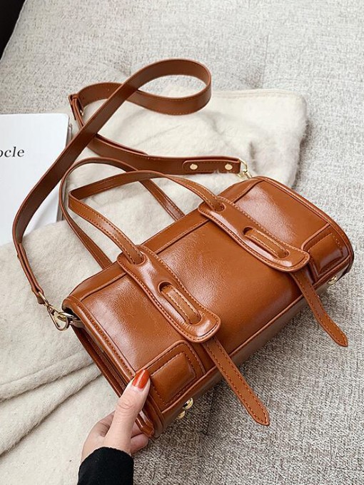 Vintage Large Capacity Leather Crossbody Shoulder Bag